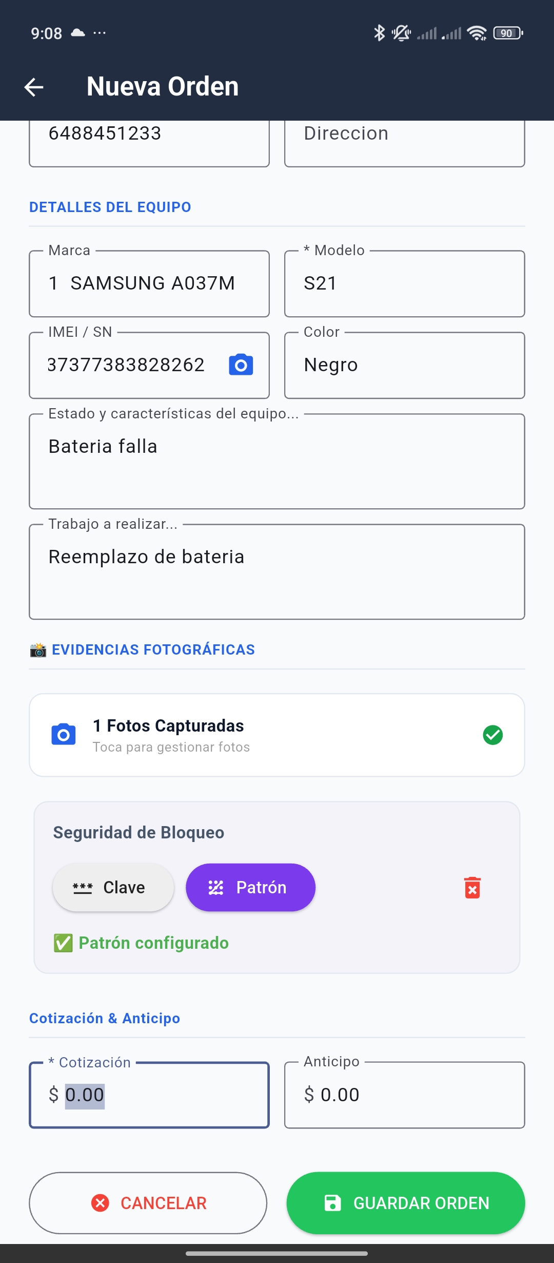 Nueva Orden de Servicio