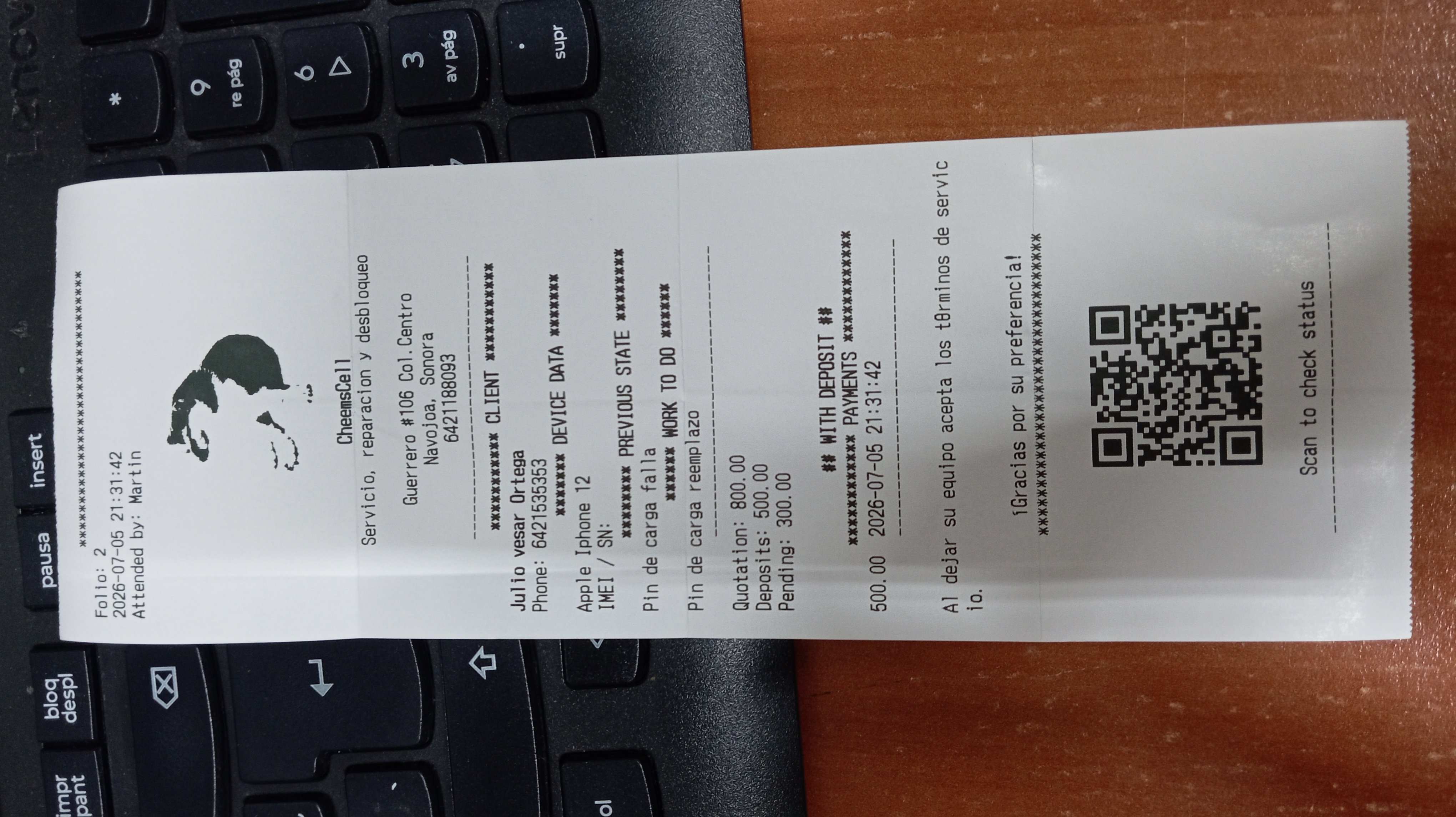 Impresión de Ticket