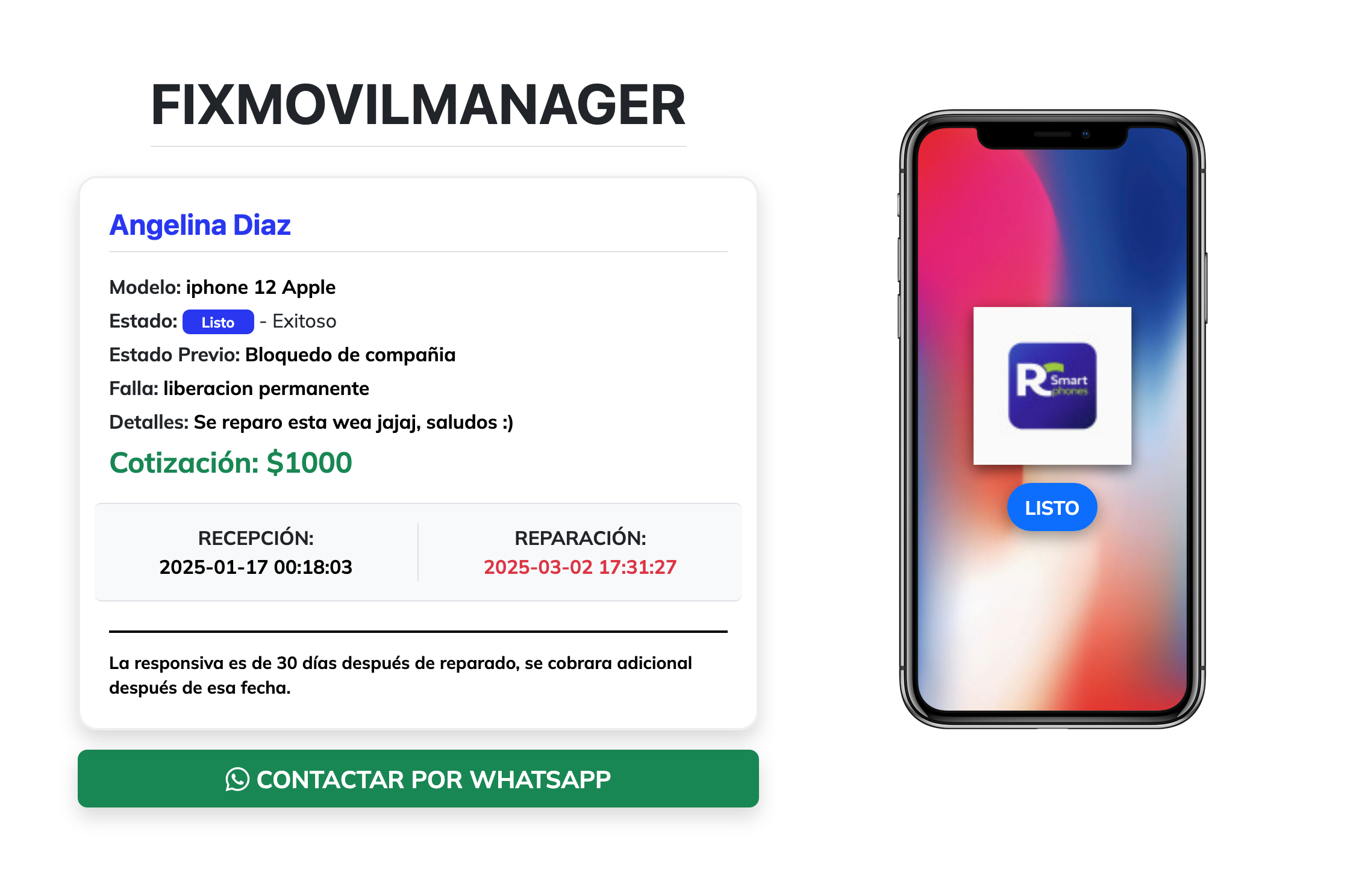 Rastreo de orden mediante código QR